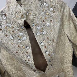 Vtg RACHEL ROY Blazer NWOT Sz 2 Embellished Gold Crystals